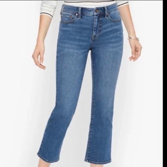 Talbots High-Rise Crop Flare Jeans 6 PETITE, New with Tags, Denim, Everyday Fall - Picture 1 of 13